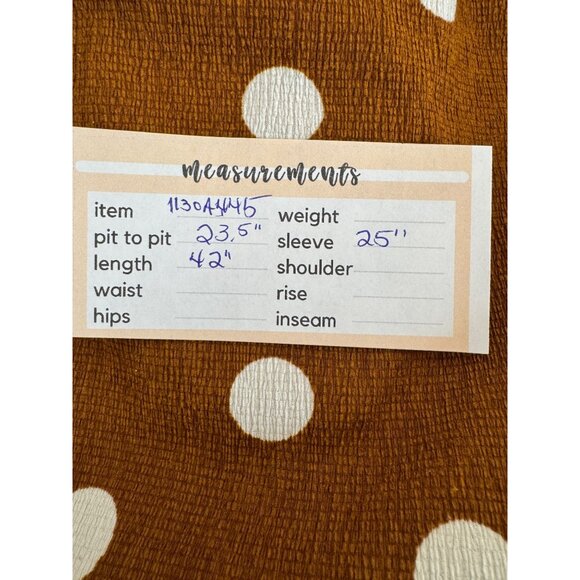 2/$30 Zara Trafaluc Large Polka Dot Long Brown/White Mutton Sleeve Dress - Picture 9 of 14